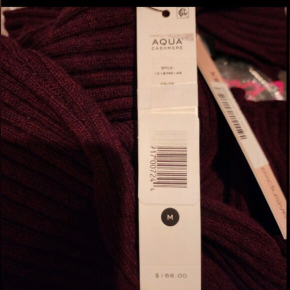 Aqua One Shoulder 100% Cashmere Sweater Medium NWT - Picture 5 of 5